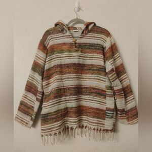Striped Acrylic Wool pullover hooded sweater